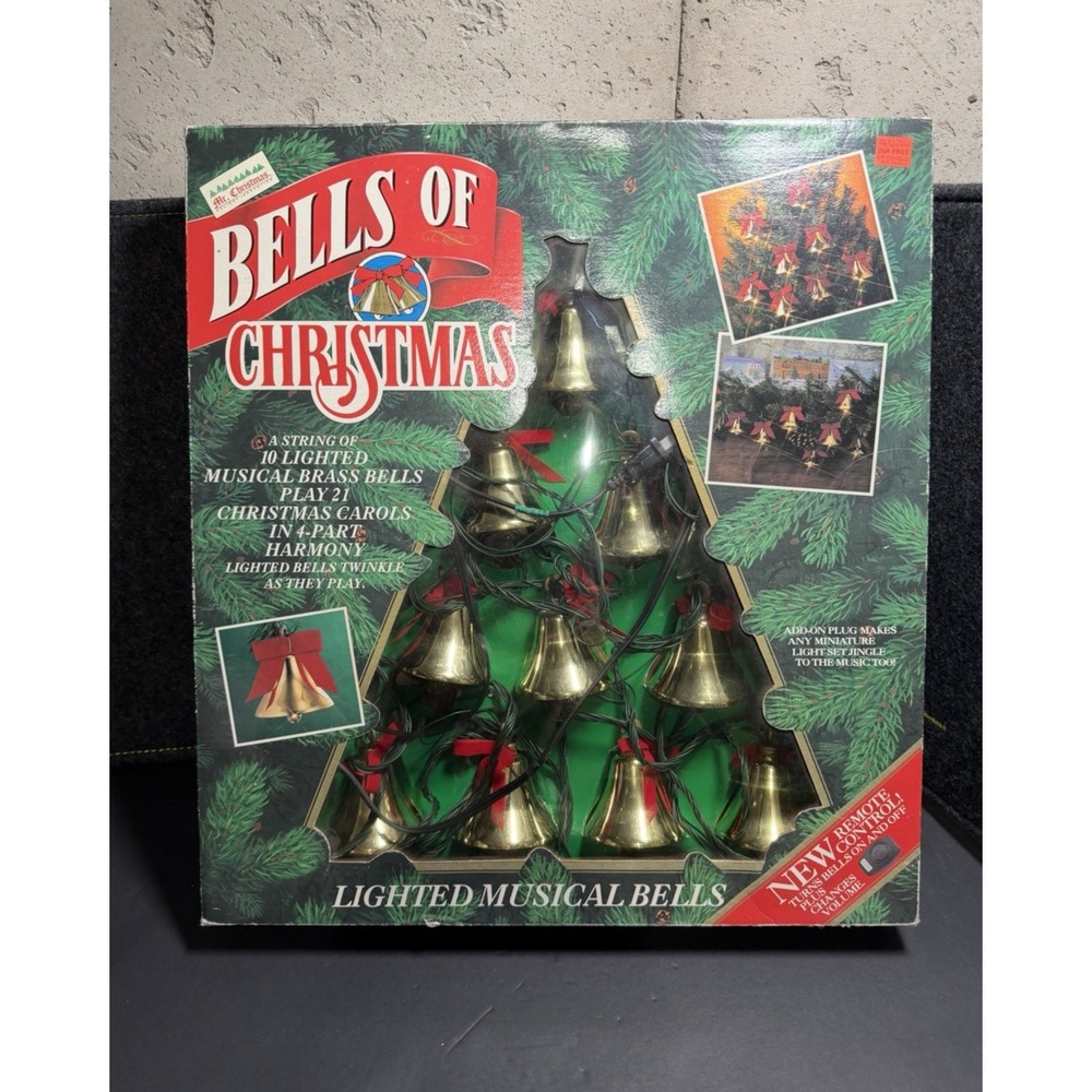 Bells Of Christmas Vtg 1992 Lighted Musical Brass Bells 21 Carols Remote Control